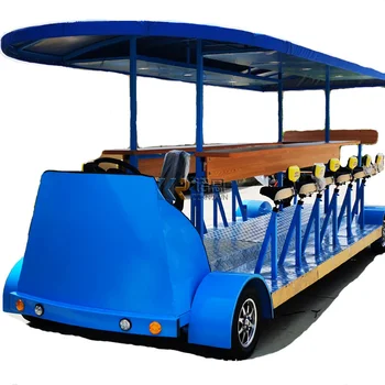 פנאי בר סיור רכב 8 מושבים בירה רכב חשמלי 13 הנוסע מסיבת אופניים חשמליים בירה אופניים בירה אוטומטיות העגלה. התמונה