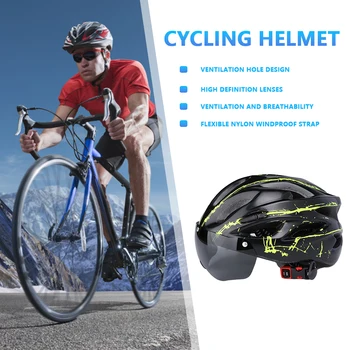 אופניים כובע מגן Windproof משקפיים מירוץ רכיבה על אופניים רכיבה על קסדה לנשימה Aseismic חסון קל עבור ציוד חיצוני התמונה