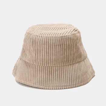 האביב והסתיו נקבה דלי כובעי שמש כובעים עבור נשים קורדרוי 56-58cm מקרית מוצק צבע שטוח העליון 2023 חדש YF0168 התמונה