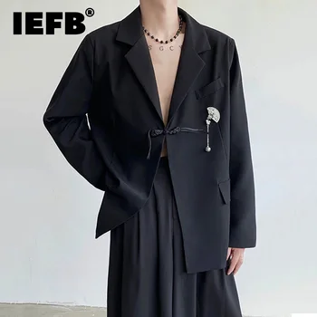 IEFB חדש בסגנון סיני החליפה המעיל מגמה של גברים אופנה אביזרי מתכת שחור כהה חופשי מזדמן בלייזרס אופנה Menwear 9C1598 התמונה