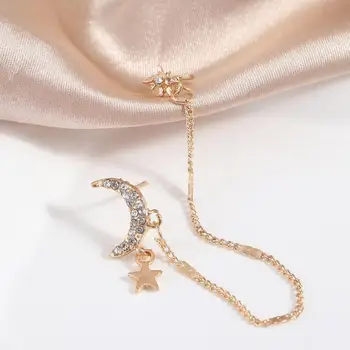 עגילי תכשיטים מתנות לא פירסינג בנות קוריאני סגנון עגילים הירח כוכב קליפ עגילים נשים האוזן קטעי סחוס האוזן תכשיטים התמונה