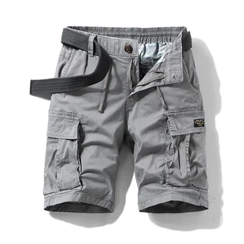 2023 חדש Mens קיץ כותנה צבא טקטי המכנסיים אופנה חאקי מרובי כיסים מזדמנים מכנסיים קצרים חופשי צבאי מכנסי גברים התמונה