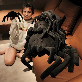 30-80 סימולציה עכביש שחור קטיפה צעצועים יצירתי אמיתי כמו בובה מפוחלצת נורא הכרית על בנים ילדה חג המולד מתנות יום הולדת התמונה