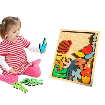 ילדים מונטסורי חינוכי צעצועי עץ פאזל תינוק חידות צורה התאמה למידה מוקדמת צעצועים לילדים התמונה