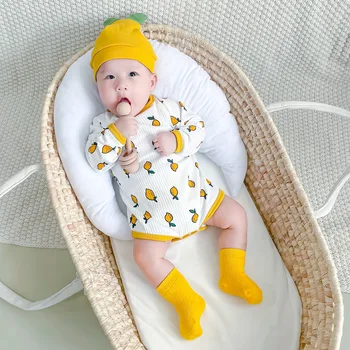 1564A בגדי תינוקות היילוד בגד האביב והסתיו 2022 התינוק לימון הבגדים הביתה תינוקת טיפוס הבגדים ילד יחיד התמונה