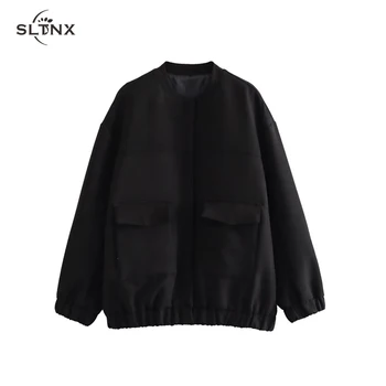 SLTNX אופנה מעילים לנשים 2023 אופנת רחוב המחבל הג ' קט נשי אופנתי O-צוואר שרוול ארוך מעיל נשים מזדמנים חדשים Outerwears התמונה