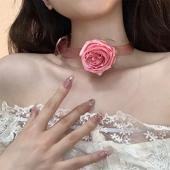 אופנה קוריאנית רומנטית אביזרים וינטאג ' תליון פרח השרשרת המדהימה שרשרת קלאסית תכשיטי קסם עדין שרשרת התמונה