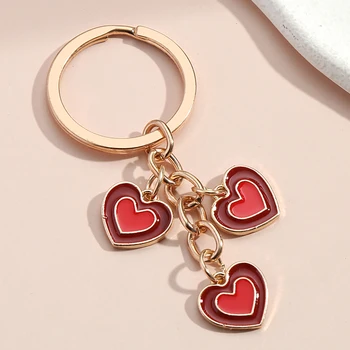 מקסים צבעוני לב מחזיק מפתחות אוהב את מפתח טבעת מתנה ליום האהבה מחזיקי מפתחות עבור נשים בנות תיק Accessorie מפתחות המכונית תכשיטים התמונה
