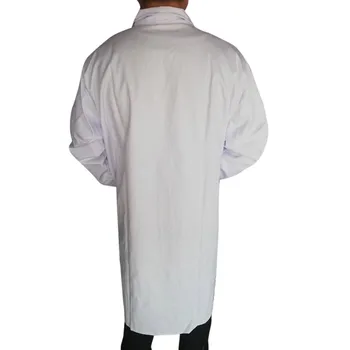 נשים גברים יוניסקס שרוול ארוך לבן מעיל מעבדה מחורצים דש צווארון כפתור למטה רפואי אחות רופא המדים טוניקה, חולצה התמונה
