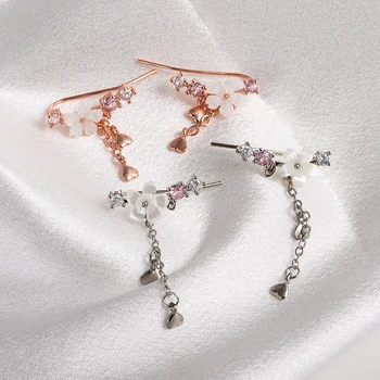 אישיות אופנה אלגנטית פרח קטן פריחת הדובדבן עגילים מזדמן מזג תכשיטי ציצית עגילי תליון נשי התמונה