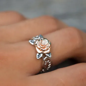 בציר רוז טבעת נשים המתנה של תכשיטים וינטאג ' ילדה טבעת טבעת הנישואין של נשים מתנה פשוטה ולא אופנתי חדש לנשים של הטבעת. התמונה
