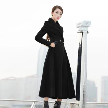 אופנה חדשה סתיו וחורף נשים קטיפה מעיל Slim Fit חליפת צווארון כפול עם חזה שחור אנדרווד חורף חם מעיל התמונה