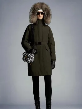 2023 החורף של הנשים מעיל פרווה אמיתית צווארון מרופד חמים של נשים ארוכה למטה ז ' קט y2k בגדים אופנה חדשה באיכות גבוהה מעיל חזייה התמונה