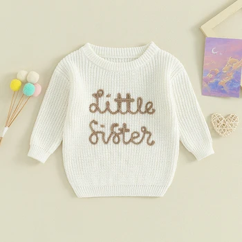 אחות גדולה אחות קטנה התאמת תלבושות סתיו חורף סוודר לפעוטות תינוקת לסרוג סוודר חם לכל היותר התמונה