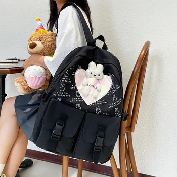 קוריאה StyleFashion תלמיד BackpackTeenager בנות 12-15 בת בנים בנות תיק בית הספר. התמונה