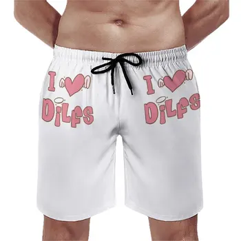 אני אוהב חם אבות Dilfs ספורט קצרים הקיץ ורוד כנפי מלאך Y2K רטרו חוף מכנסיים קצרים ספורט נוחים עיצוב בגדי ים התמונה