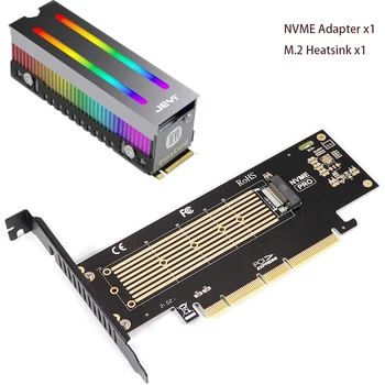 M. 2 NVMe NGFF SSD כדי PCIE X4 ממיר כרטיס מפתח M מכפיל PCI Express 3.0 4X כדי 2230-22110 M2 מתאם עם צלעות קירור אלומיניום התמונה