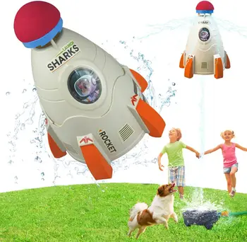 שיגור טיל ממטרה צעצוע מים חיצונית בגינה לחץ מים מרים משגר ילדים מסתובב תרסיס מים רקטות צעצועים התמונה