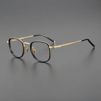 GMS מטיטניום טהור בסגנון יפני משקפיים גברים מעצב מותג נשים קלאסית משקפיים אופטיים מתאים קוצר ראיה וקריאה התמונה