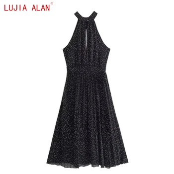 סתיו החדש של נשים פולקה דוט שיפון Midi שמלה נשית מזדמן Zip הצד חופשי Vestidos LUJIA אלן WD3107 התמונה