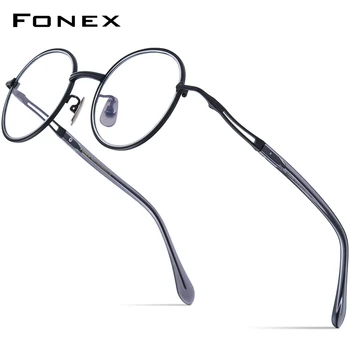 FONEX אצטט טיטניום משקפיים מסגרת גברים 2023 חדש רטרו עגול משקפיים מרשם נשים קוצר ראייה אופטיות למשקפי Methone התמונה