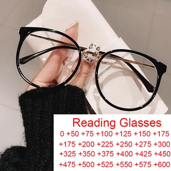 בציר שחור עגול מסגרת משקפי קריאה לנשים יוקרה מותג מחשב משקפיים נגד אור כחול מרשם משקפיים +2.5 התמונה