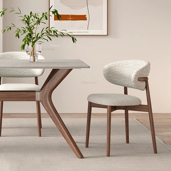 נורדי מעצב אוכל עץ מלא כיסאות אור יוקרה מודרנית משענת הכיסא הביתה ריהוט חדר האוכל, קפה, פנאי בד הכיסא התמונה