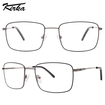 Kirka זכר משקפיים מסגרת מתכת שטוח מלבן משקפיים ציור בצבעים מקדשים מרשם עדשות משקפיים אופטיים MM2059 התמונה