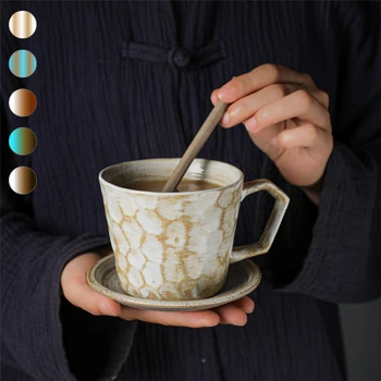 ספל אספרסו מפורצלן כוס תה מוכן,11.83 עוז כוס קפה להגדיר עבור קפה מוקה,קרמיקה לאטה ארט קפוצ ' ינו מוזגת כוס עם צלחת התמונה