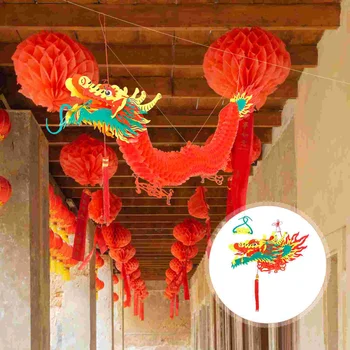 15 מטר השנה הסינית החדשה בפסטיבל האביב הדרקון פנס פלסטיק תלוי פנס נוי לקישוט התמונה