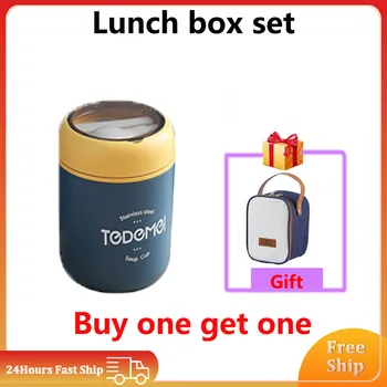 המשרד תרמי קופסא ארוחת צהריים בטוח מיקרוגל 1PC נירוסטה מזון המכיל עבור ילד בוגר דליפת הוכחה צהריים מיכל עם תיק התמונה