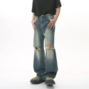 2023 הקיץ הקו החדש משוחרר רגל ישרה קוריאנית אישית הברך מחורר ג ' ינס מגמת התמונה