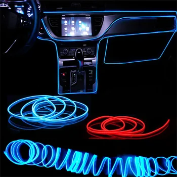 3M רכב פנים Led מנורה דקורטיבית אל חיווט ניאון הרצועה אוטומטי DIY גמיש אור מקיף USB אווירה של מסיבה דיודה עבור המכונית. התמונה