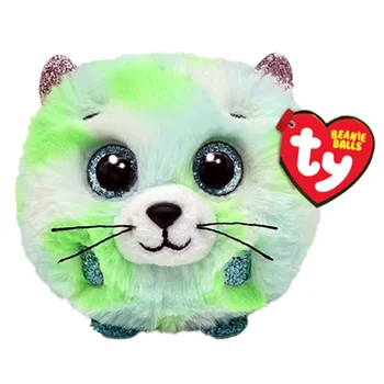 טיי Puffies ביני הכדור 7 סנטימטר מיני איבי ירוק חתול קטיפה צעצוע חג המולד מתנות אנימה בפלאש התמונה