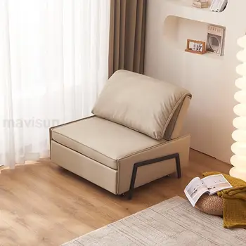הסלון פנאי יחיד, ספה נשלפת עם דוושת רגל עם גג נפתח למיטה מבטא כיסא אחד כורסת עור ספת מיטה התמונה
