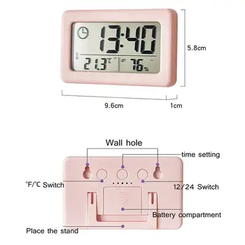 שעון דיגיטלי מד לחות מד LED מקורה אלקטרוני לחות צג שעון שולחן עבודה שולחן שעונים הביתה R1T2 התמונה
