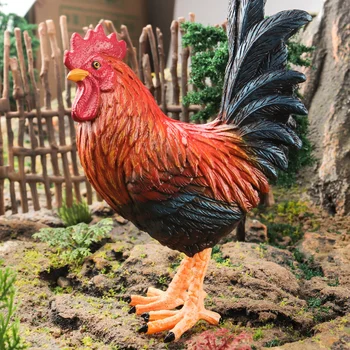 מלאכותי תרנגול חיות משק הדשא קישוטים הזין מודל גן פסלים של דמויות אוסף צעצוע לילדים מתנת יום הולדת ילדים התמונה