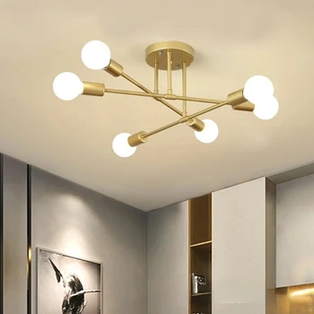 מנורת תקרה רעיונות למסעדות LED פנים מנורות ברזל יצוק הסלון מחקר תעשייתי הרוח מנורת תקרה התמונה
