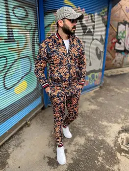 גברים בגדי הוואי זכר להגדיר ציור דפוס ספורט חליפות אירופאי אמריקאי מגמות אופנה רשת אדידס מתאימה ג ' נטרי אופנת רחוב התמונה