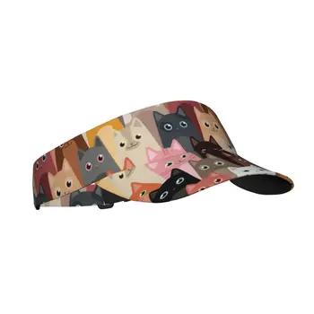 קיץ, שמש כובע מתכוונן מגן UV להגנה העליון ריק קריקטורה חתולים חמודים דפוס ספורט קרם הגנה כובע התמונה