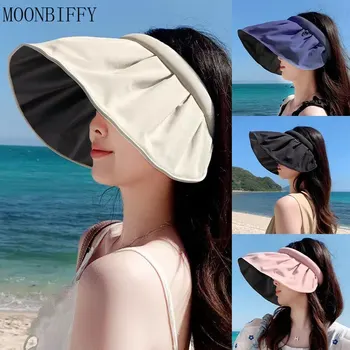 מתכווננת שוליים רחבים, שמש כובע שיער חישוק הקיץ הגנת UV החוף לדוג מגן שמש מתקפל רב תכליתי קאפ עבור נסיעות חיצונית התמונה
