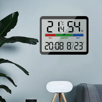 דיגיטלי שעון מעורר טמפרטורה, מד לחות שעון רב תכליתי מקורה אלקטרוני ביתי שעון מעורר התמונה