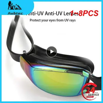 1~8PCS עמיד UV, אנטי ערפל שחייה משקפי שחייה משקפיים מקצועי שחייה צלילה במים משקפי שמש למבוגרים אלקטרוליטי התמונה