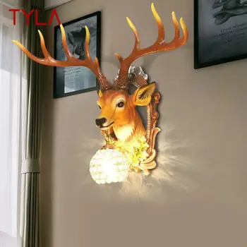 טיילה עכשווי צבי מנורת קיר LED מקורה יצירתי מציאותי שרף מנורות קיר אור על תפאורה הביתה הסלון לחדר השינה התמונה
