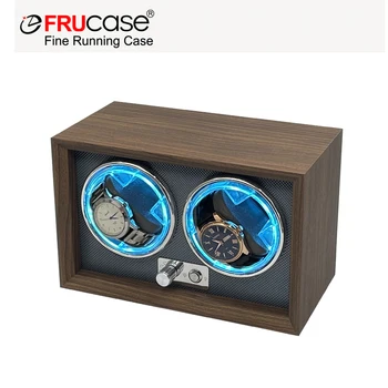 FRUCASE מעץ לצפות Winder אוטומטית 2 שעונים רולקס תיבת תכשיטים תצוגת גובה אחסון עם אור התמונה