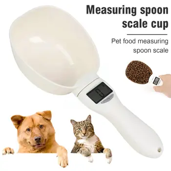 אלקטרונית למדוד כף עבור הכלב החתול קערת האכלה בכפית מדידה המטבח בקנה מידה תצוגה דיגיטלית Led עם ציוד לחיות מחמד P9S6 התמונה