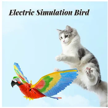חתול צעצועים סימולציה חשמלית תוכי שקט תלוי בשורה מעופפת ציפור צעצוע מרחף מתגרה מחמד ספקי הדרכה התמונה