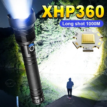 סופר מתח גבוה XHP 360 חזקה במיוחד נטענת חזקה פנס Led טעינת Usb Led Lanterna היד לפיד 18650/26650 התמונה