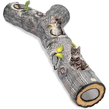 מתקפל חתול המנהרה עץ חור חתול צעצועים אינטראקטיביים מנהרה גדולה עמיד מסתור עבור הארנב חתול אביזרים התמונה