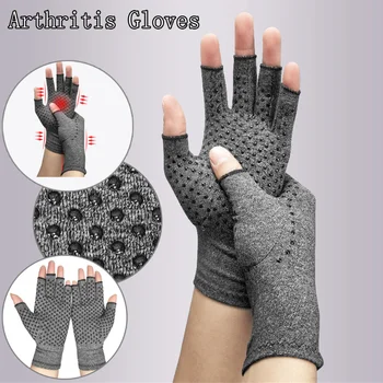 היד כף היד תמיכה כפפות נשים גברים מפרקים דחיסה כפפות בלי אצבעות הקלה בכאב מפרקים שגרונית דלקת מפרקים ניוונית התמונה